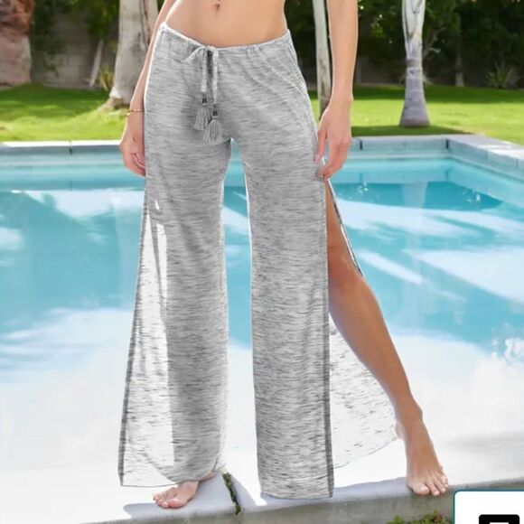 Becca L Whisper Lightweight Knit Swim Cover Up Pants in Blue - Picture 3 of 14